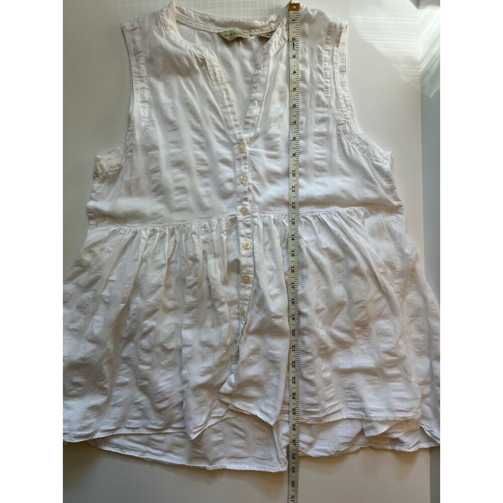 Anthropologie 11:1 Tylho White Sleeveless Textured Peplum Top Medium - Picture 6 of 7